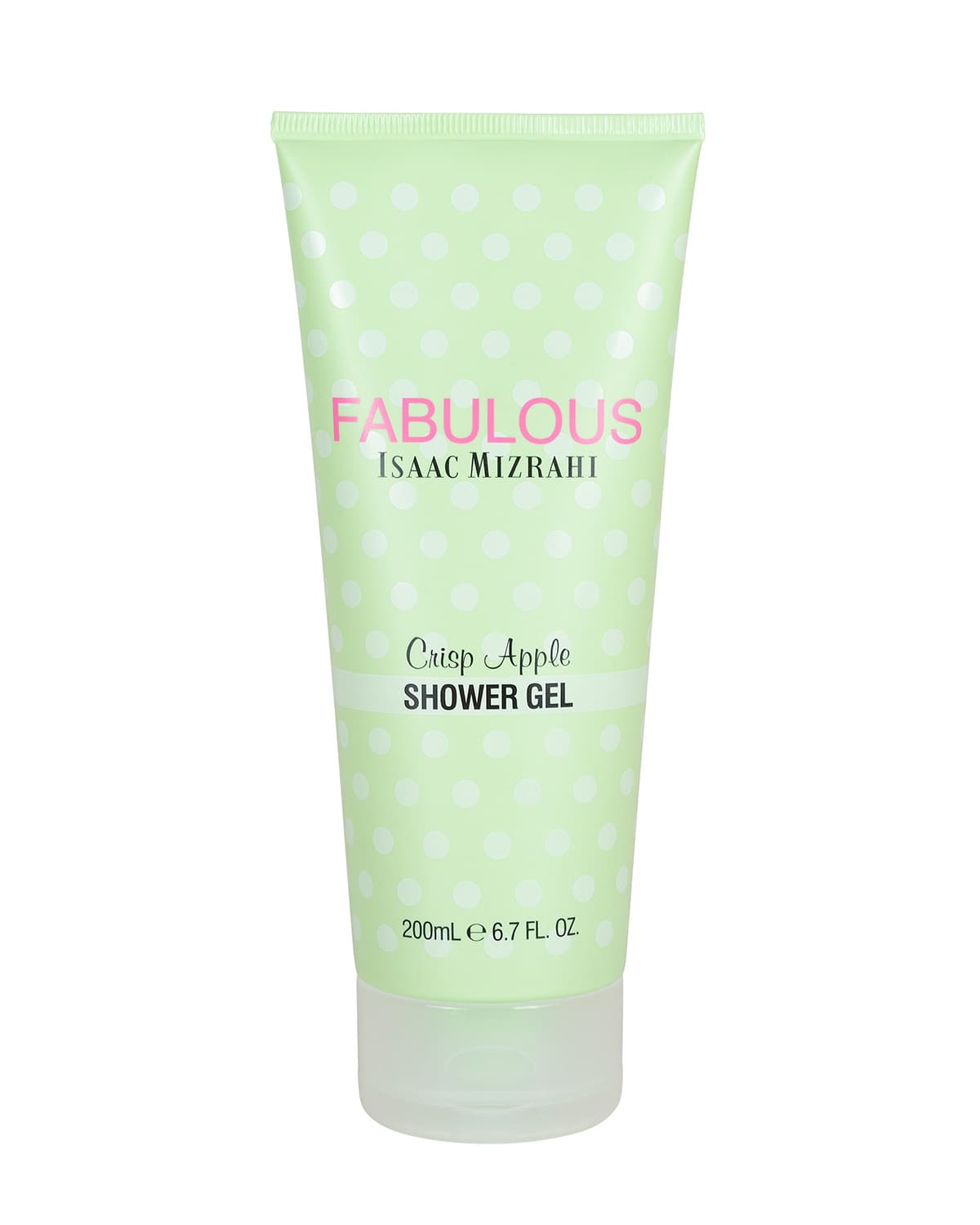 Shower gel tube — legible label text on glossy curved surface